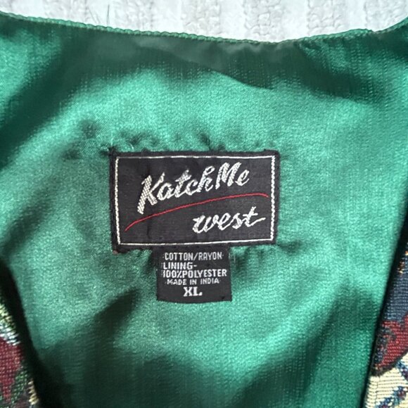 Katch Me West Women's Multicolor Boots Print Western Vest Size XL Button Front - Picture 2 of 7